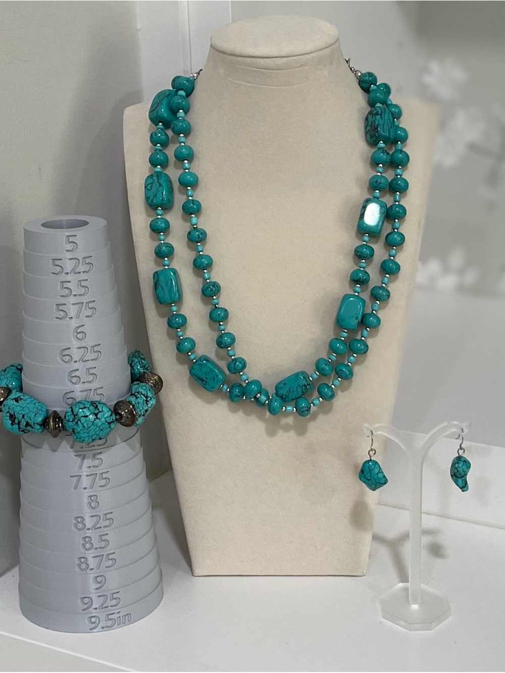 Premier Designs Cabo Faux Turquoise Necklace Bracelet Earring Set Boho Southwest